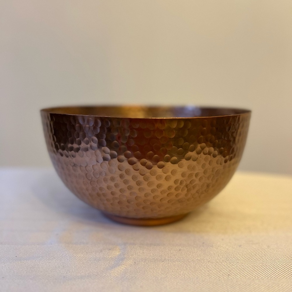 Vtg Copper Mixing Serving Bowl India